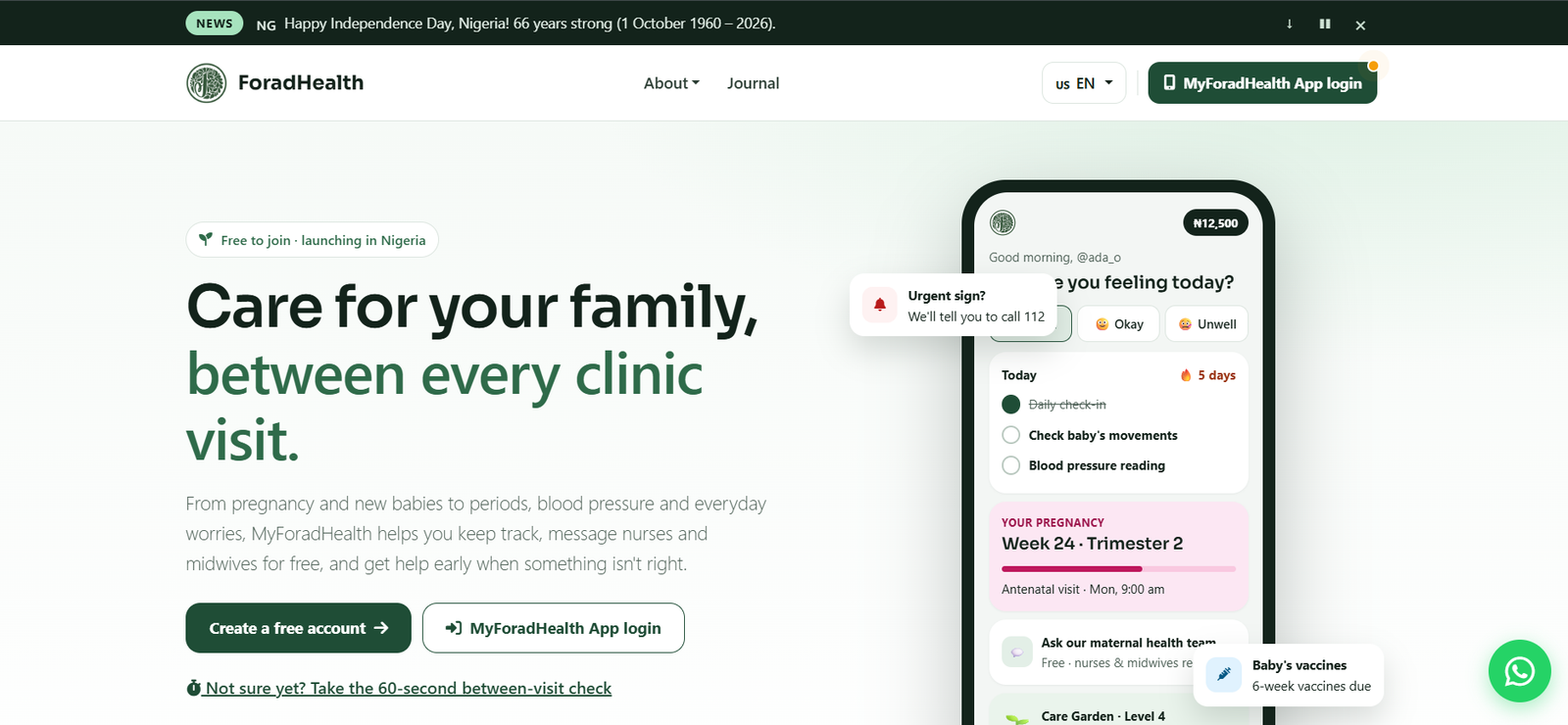 ForadHealth on desktop